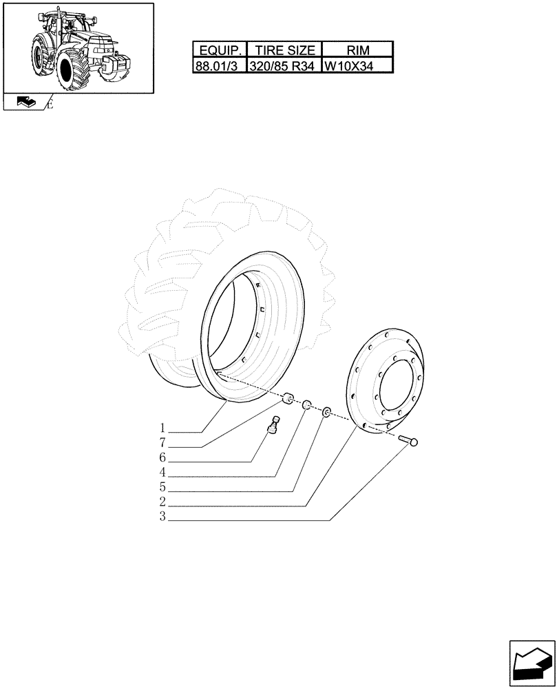 Схема запчастей Case IH PUMA 155 - (82.00[10]) - FRONT WHEELS (11) - WHEELS/TRACKS