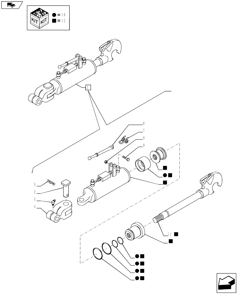 Схема запчастей Case IH PUMA 185 - (35.124.0101[02]) - HYDRAULIC TOP LINK FOR ALL LINKAGE OPTIONS - BREAKDOWN (VAR.728237) (35) - HYDRAULIC SYSTEMS