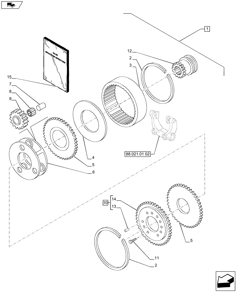 Схема запчастей Case IH PUMA 200 - (88.021.01[01]) - DIA KIT - CREEPER - GEARS (88) - ACCESSORIES