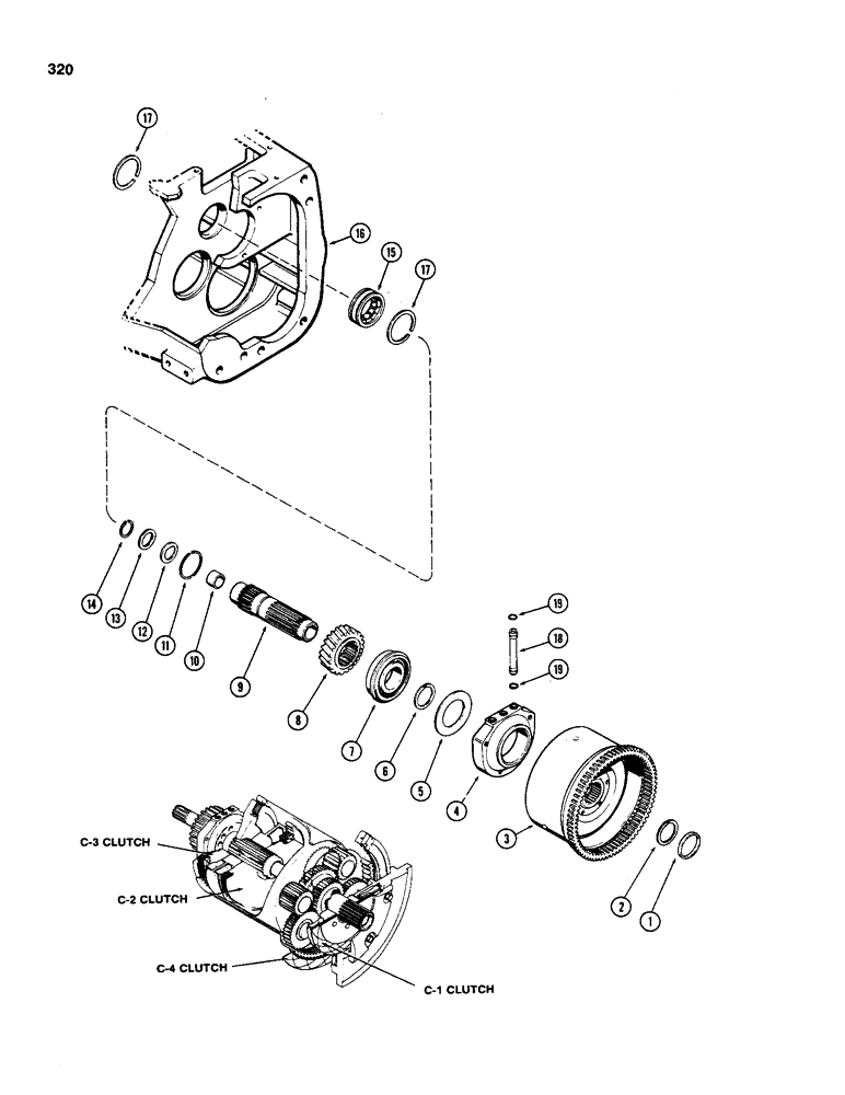 Схема запчастей Case IH 970 - (320) - PLANETARY OUTPUT, POWER SHIFT, USED PRIOR TO TRACTOR SERIAL NUMBER 8725656 (06) - POWER TRAIN