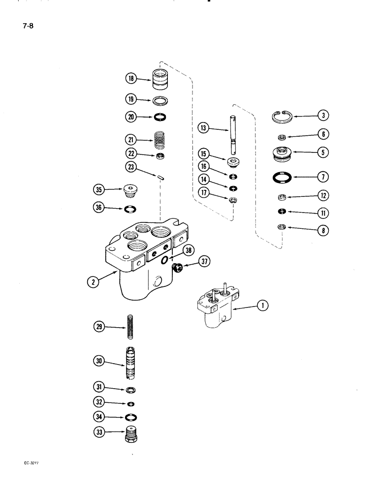 Схема запчастей Case IH 2096 - (7-008) - MASTER BRAKE VALVE ASSEMBLY (07) - BRAKES
