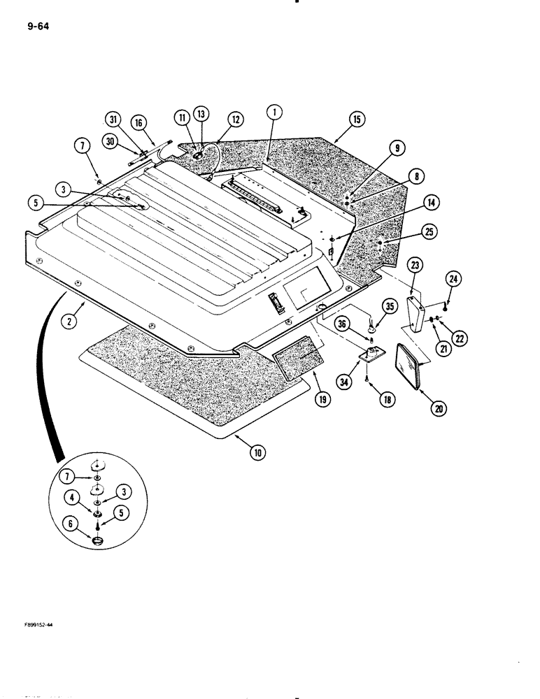 Схема запчастей Case IH 9130 - (9-64) - OVERHEAD CONSOLE, CAB (09) - CHASSIS/ATTACHMENTS