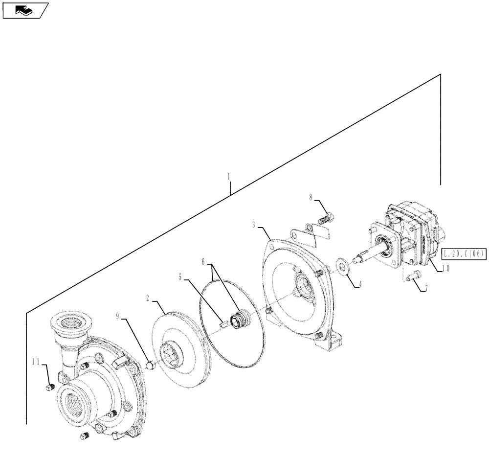 Схема запчастей Case IH SRX100 - (L.20.C[05]) - PUMP - ASSEMBLY, HYDRAULIC CENTRIFUGAL (HYPRO - CAST) HM1C L - Field Processing