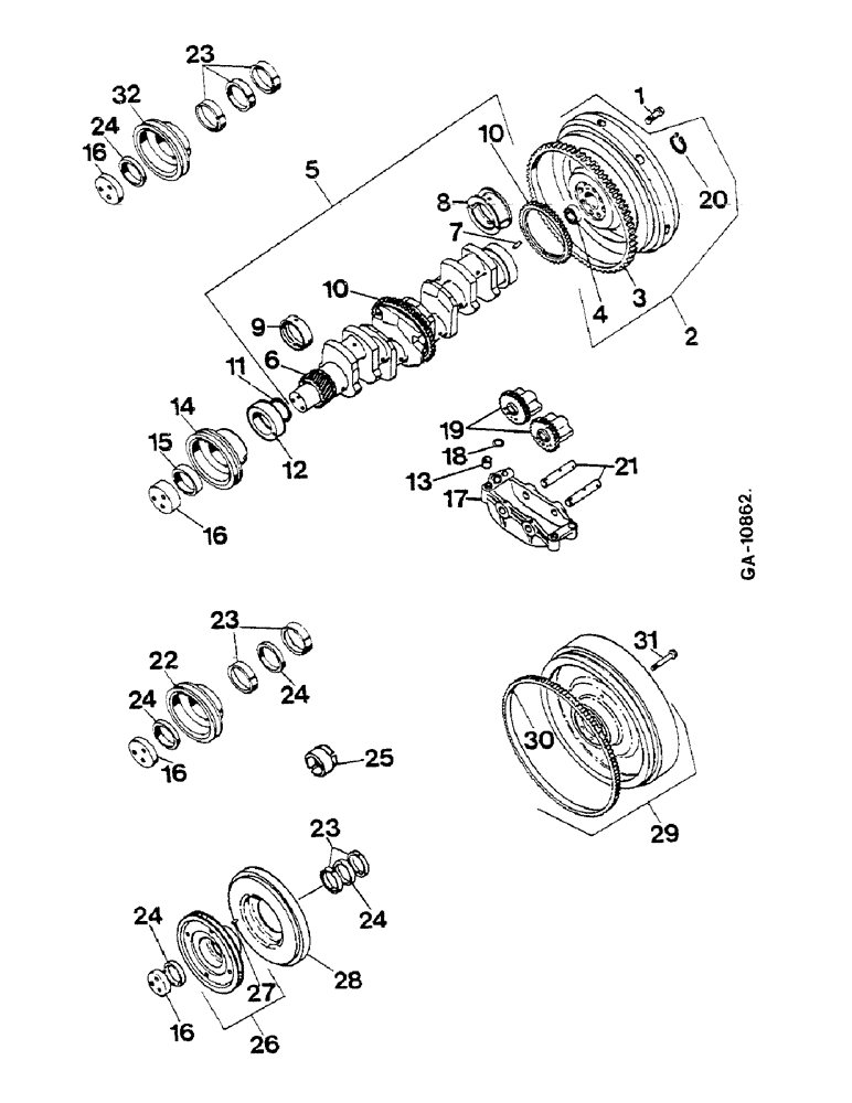 Схема запчастей Case IH D-268 - (07-06) - CRANKSHAFT, 4 CYLINDER 
