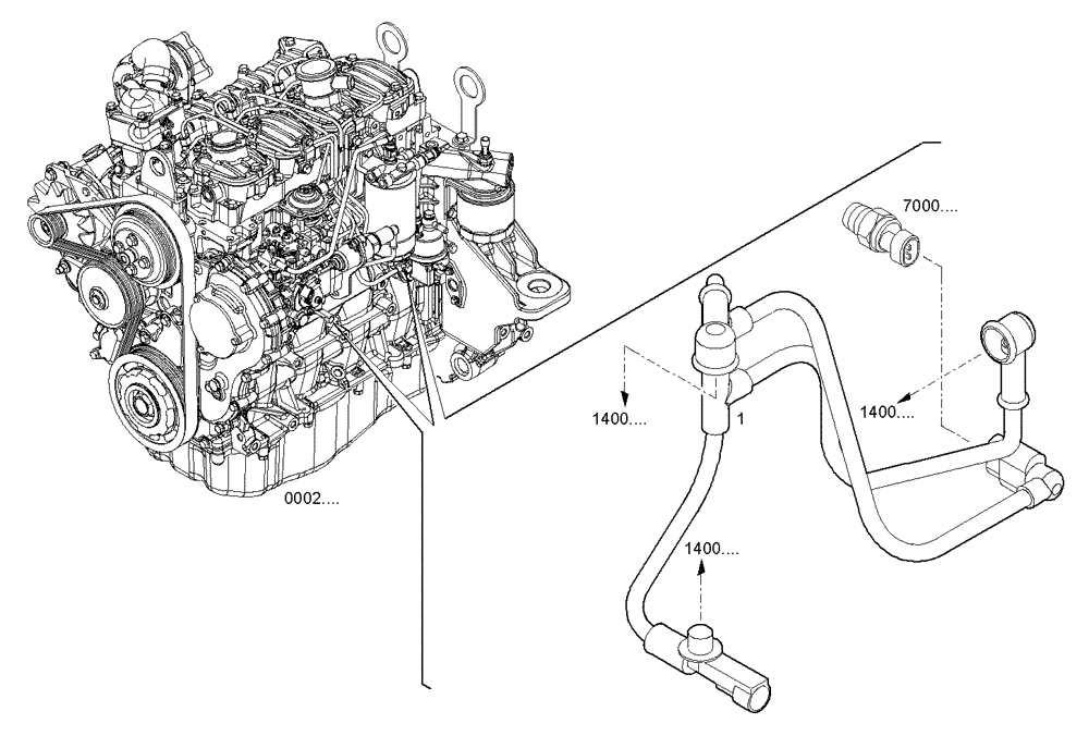 Схема запчастей Case IH F5AE9484M A001 - (1730.039) - ENGINE CABLE 