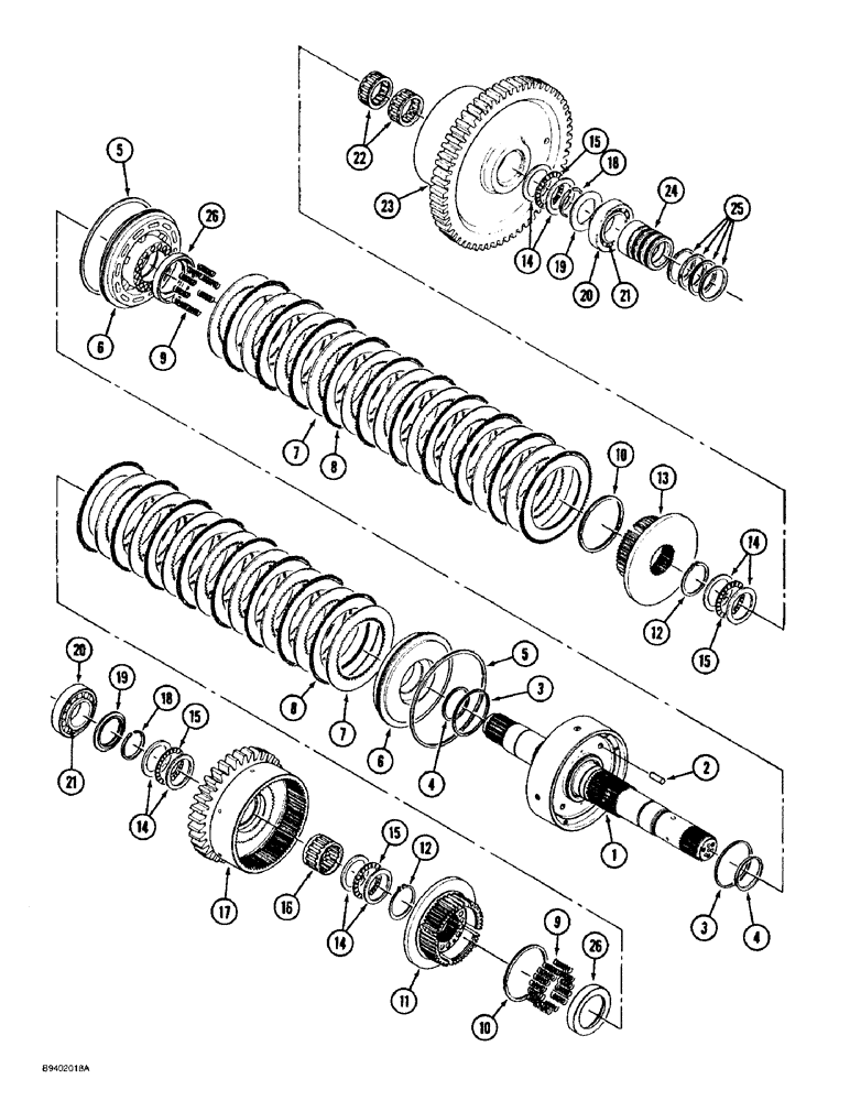 Схема запчастей Case IH 9350 - (6-022) - POWER SHIFT TRANSMISSION ASSEMBLY, 8 INCH CLUTCH PACK ASSEMBLY (06) - POWER TRAIN