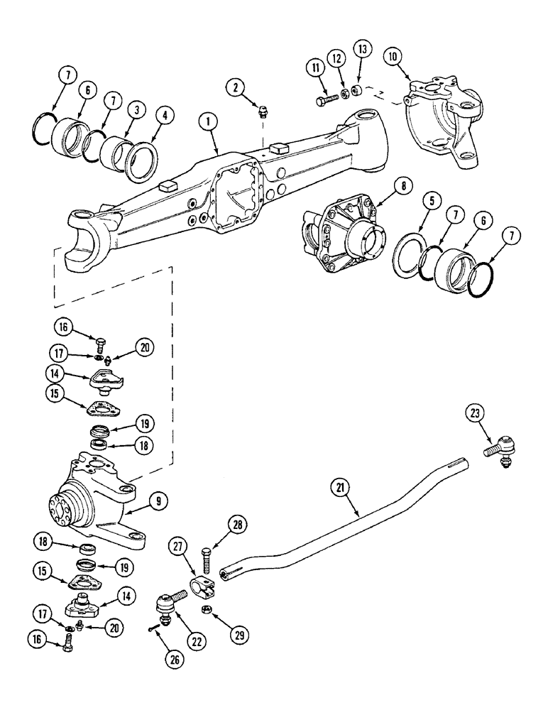 Схема запчастей Case IH 1494 - (5-148) - FRONT AXLE HOUSING, MFD TRACTORS, P.I.N. 11518001 AND AFTER (05) - STEERING