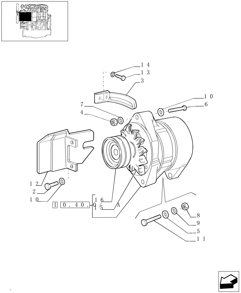 Схема запчастей Case IH JX65 - (0.40.0) - ALTERNATOR MOUNTING (BEFORE S/N 13286) (01) - ENGINE