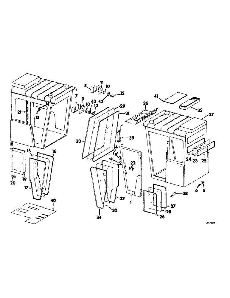 Схема запчастей Case IH 915 - (N-02) - PARTS ACCESSORIES AND ATTACHMENTS, OPERATORS CAB, SERIAL NO. 1864 AND BELOW, CAB W/ REAR AIR INTAKE Accessories & Attachments
