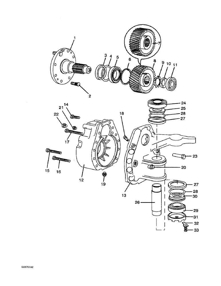 Схема запчастей Case IH 1210 - (5-36) - FINAL DRIVESHAFT AND REDUCTION HOUSING, 1210, 1210Q AND 1210G FOUR-WHEEL DRIVE TRACTORS (05) - STEERING