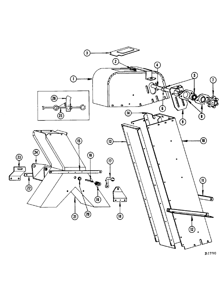 Схема запчастей Case IH 960 - (174) - INLET ELEVATOR AND BAGGING SPOUT (80) - CROP STORAGE/UNLOADING