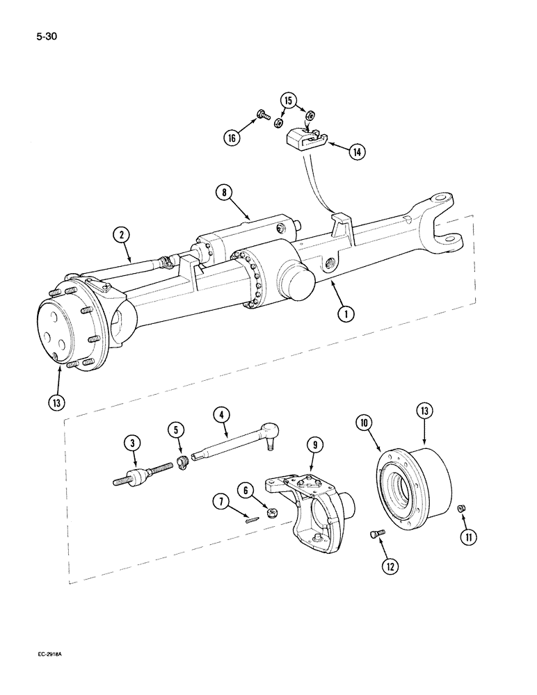 Схема запчастей Case IH 395 - (5-030) - MECHANICAL FRONT DRIVE "ZF", AXLE ASSEMBLY (05) - STEERING