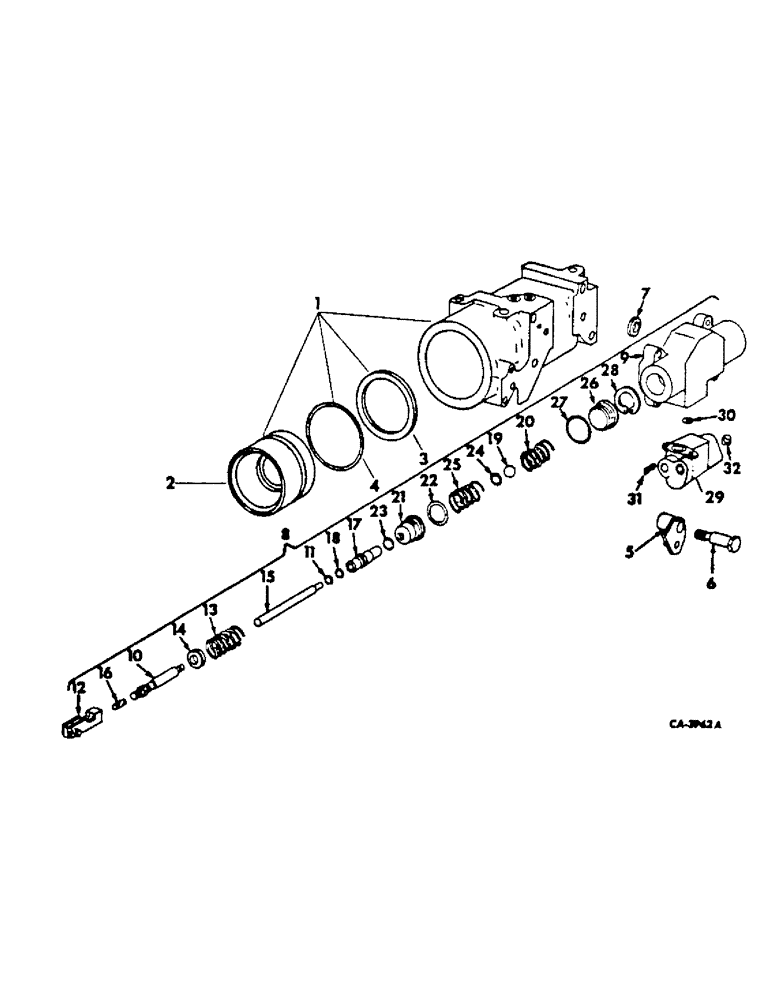 Схема запчастей Case IH 2400 - (10-37) - HYDRAULICS, DRAFT CONTROL CYLINDER AND VALVE (07) - HYDRAULICS