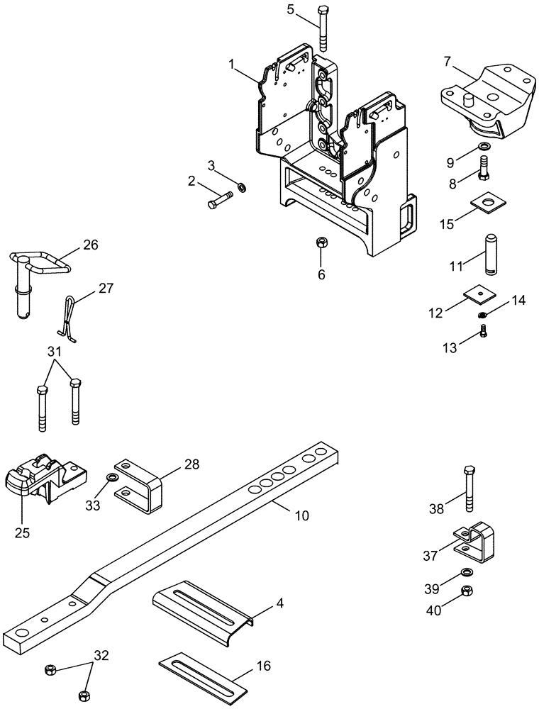 Схема запчастей Case IH MX215 - (09-48) - DRAWBAR AND HAMMERSTRAP - STANDARD (09) - CHASSIS/ATTACHMENTS
