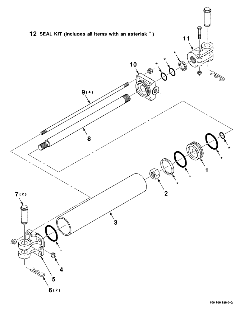 Схема запчастей Case IH 8312 - (8-12) - HYDRAULIC CYLINDER ASSEMBLY, TONGUE, SWING, 700706828 CYLINDER COMPLETE, 3" BORE X 16" STROKE (35) - HYDRAULIC SYSTEMS