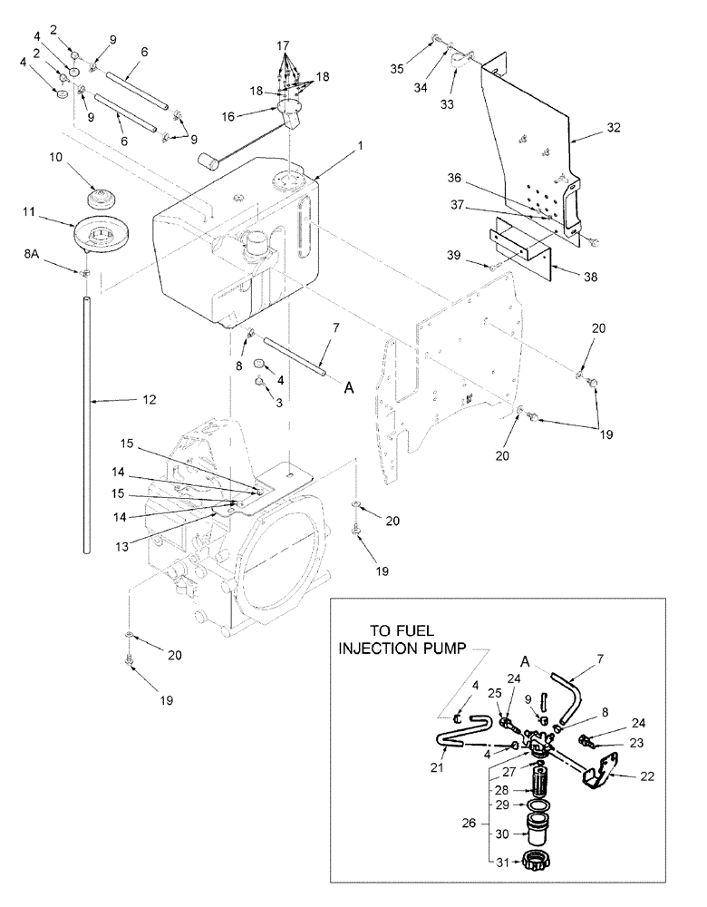 Схема запчастей Case IH D29 - (09A01) - FUEL TANK & RELATED PARTS (02) - FUEL SYSTEM