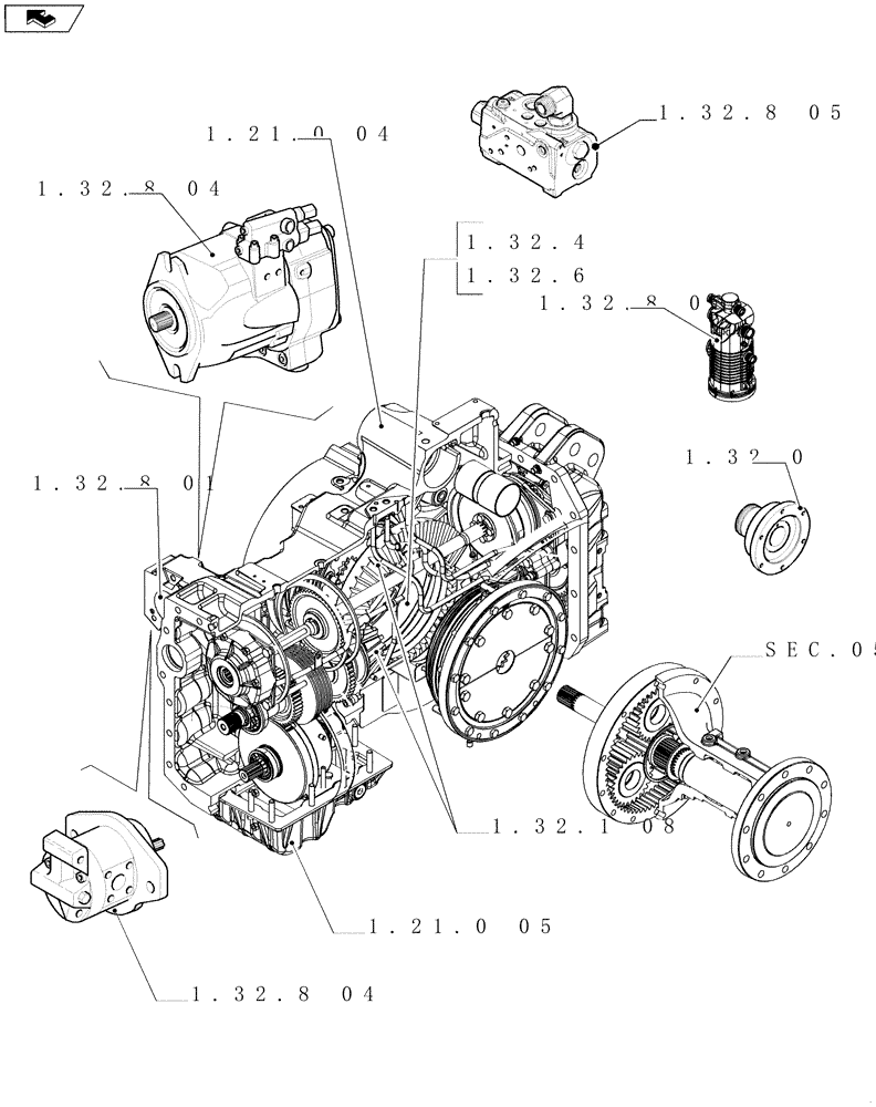 Схема запчастей Case IH PUMA 165 - (SEC. 03[02]) - TRANSMISSION (00) - GENERAL