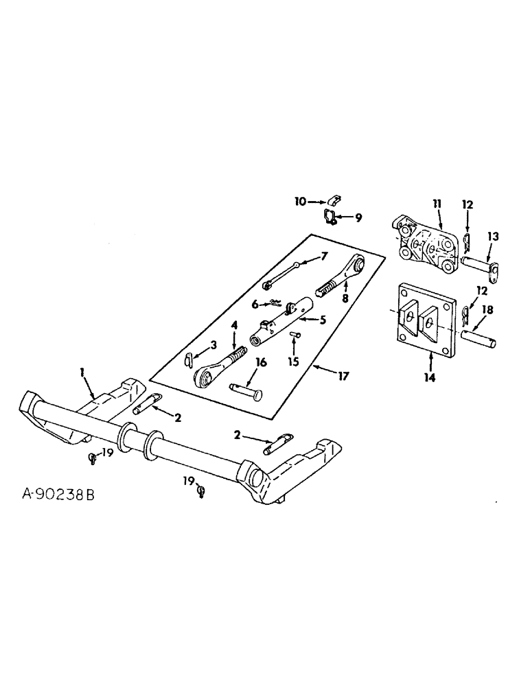 Схема запчастей Case IH 46 - (E-5) - TWO-POINT FAST HITCH, FOR SIX-ROW CULTIVATORS 
