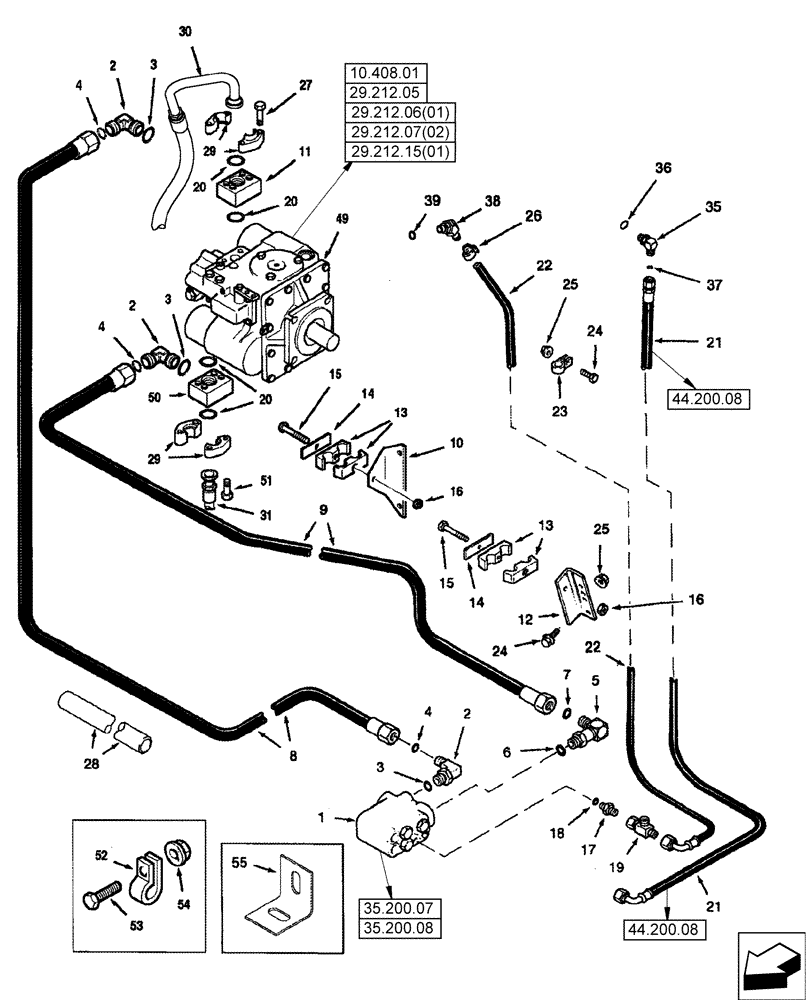 Схема запчастей Case IH 2588 - (44.200.14) - HYDRAULICS - VALVE, SELECTOR - POWER GUIDE AXLE (44) - WHEELS