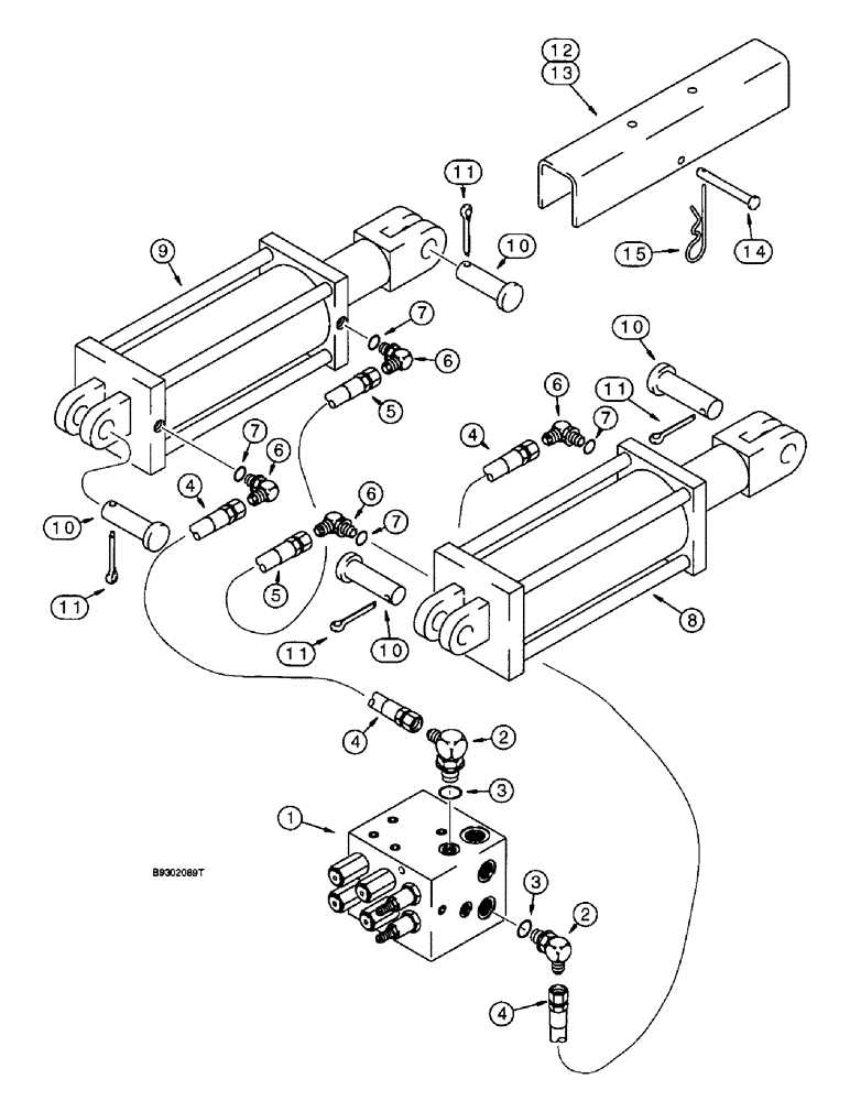 Схема запчастей Case IH 955 - (8-052) - CARRYING WHEEL HYDRAULIC SYSTEM, 8 ROW WIDE AND 12 ROW NARROW VERTICAL FOLD (08) - HYDRAULICS