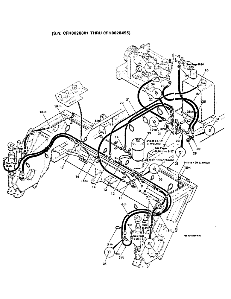 Схема запчастей Case IH 8830 - (8-08) - HEADER LIFT HYDRAULIC ASSEMBLY, SERIAL NUMBER CFH0028001 THRU CFH0028455 (08) - HYDRAULICS