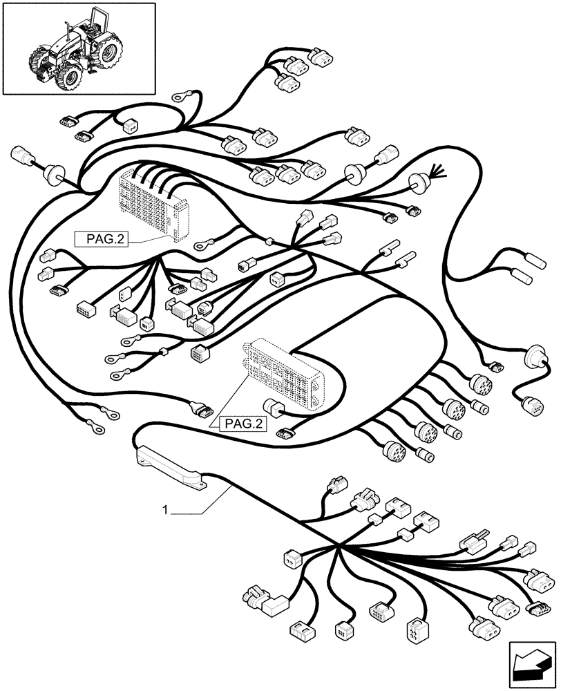 Схема запчастей Case IH MXU115 - (1.75.4[01]) - REAR MAIN CABLE - L/CAB - C5148 (06) - ELECTRICAL SYSTEMS