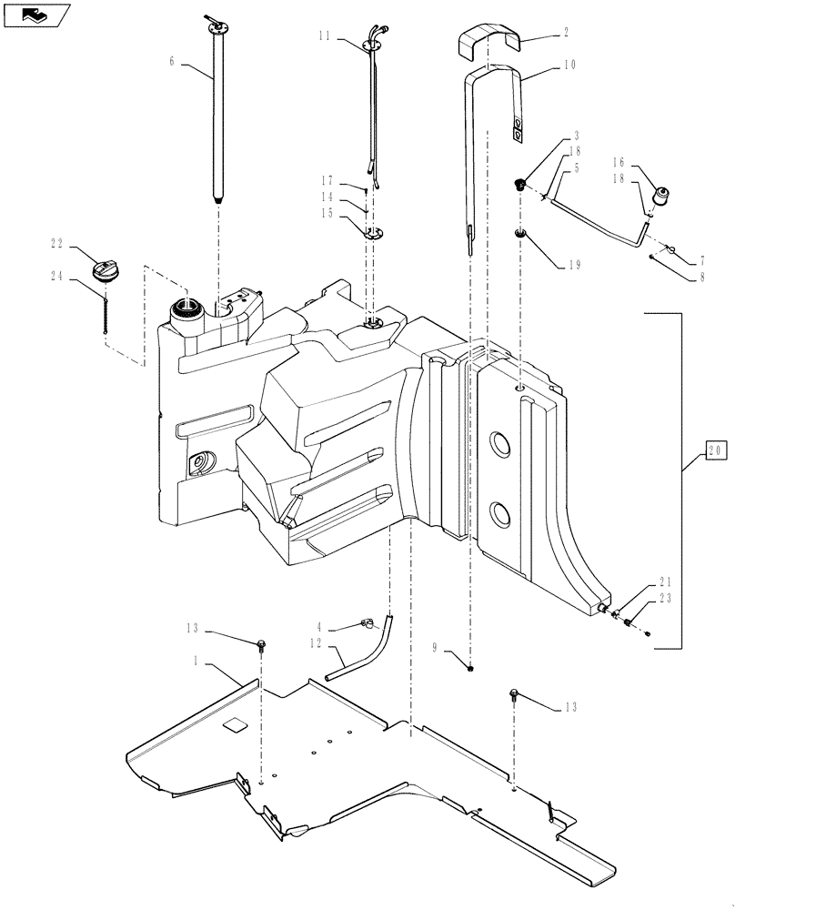 Схема запчастей Case IH MAGNUM 225 - (10.216.02) - FUEL TANK & MOUNTING - S/N ZCRH01701 AND AFTER (10) - ENGINE