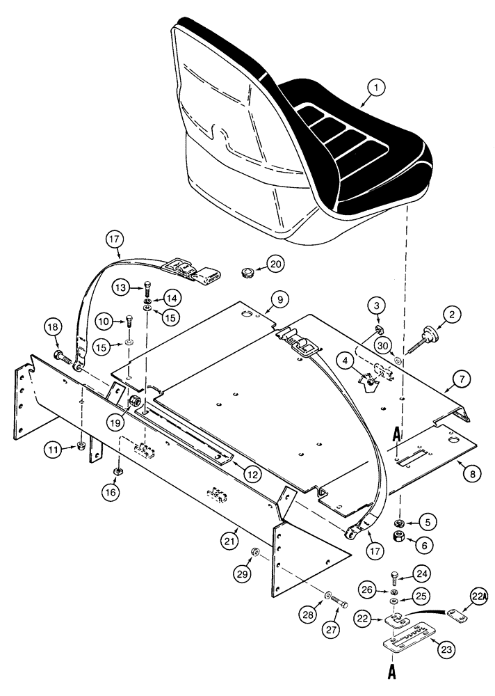 Схема запчастей Case IH 1835C - (9-36) - STANDARD SEAT MOUNTING AND SEAT BELTS PRIOR TO P.I.N. JAF0037367 (09) - CHASSIS/ATTACHMENTS