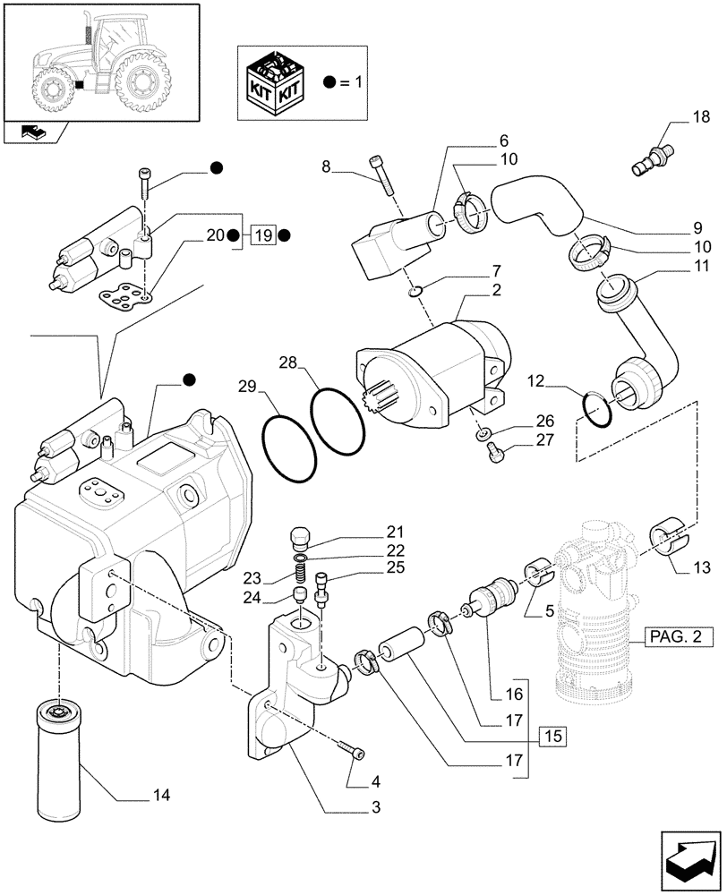 Схема запчастей Case IH PUMA 115 - (1.32.8[01]) - PUMPS FOR HYDRAULIC SYSTEM AND LIFT - PUMPS (03) - TRANSMISSION