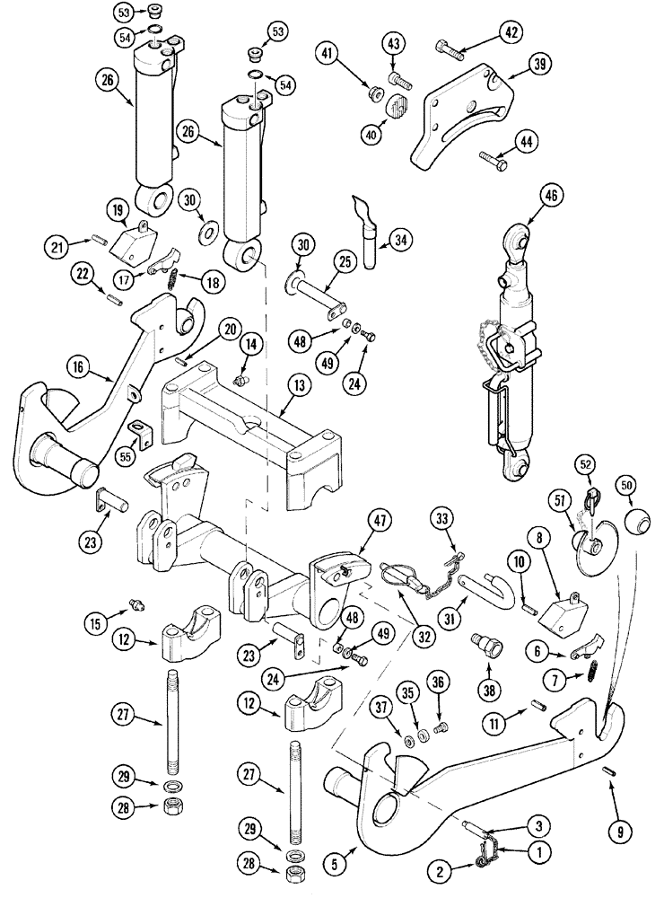 Схема запчастей Case IH MX170 - (09-72) - THREE POINT HITCH FRONT (37) - HITCHES, DRAWBARS & IMPLEMENT COUPLINGS