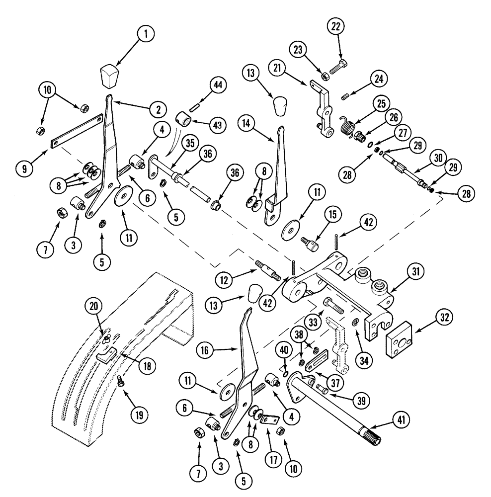 Схема запчастей Case IH C80 - (08-23) - HYDRAULIC DRAFT CONTROL LEVERS (08) - HYDRAULICS