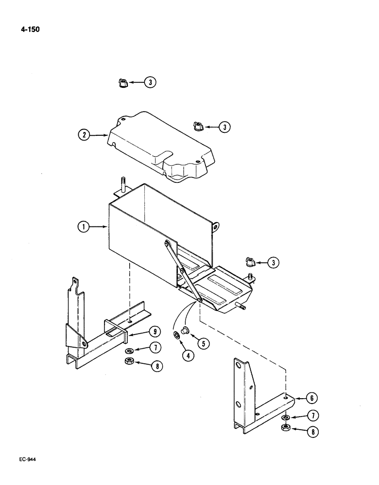 Схема запчастей Case IH 585 - (4-150) - BATTERY MOUNTING, WITH CAB (04) - ELECTRICAL SYSTEMS
