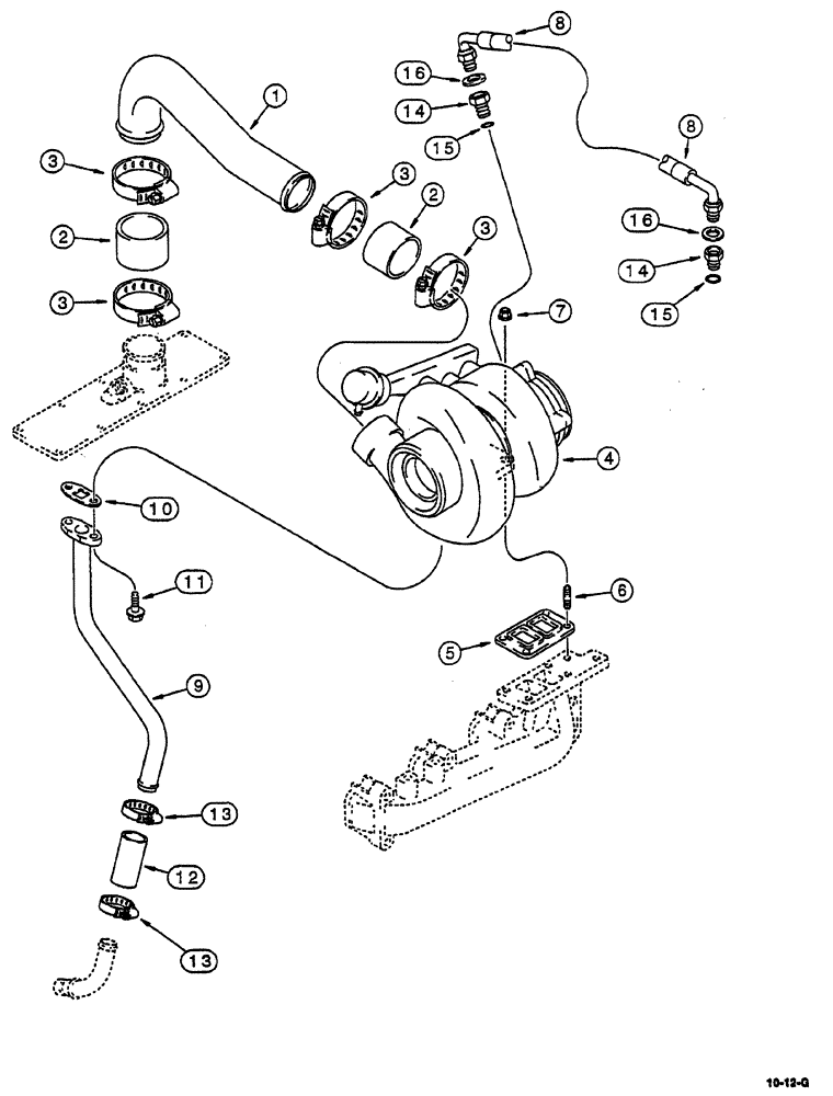 Схема запчастей Case IH 8870 - (10-12) - TURBOCHARGER SYSTEM (10) - ENGINE