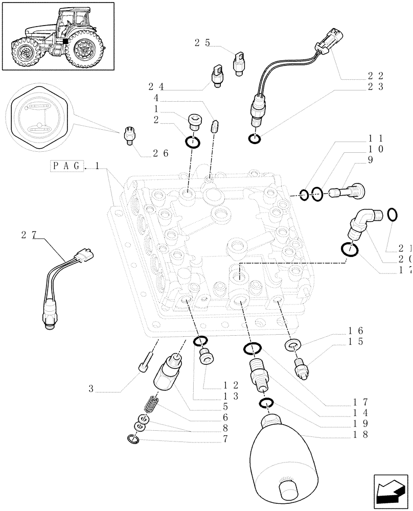 Схема запчастей Case IH MXM175 - (1.32.2/02[02]) - CENTRAL REDUCTION GEAR CONTROLS (03) - TRANSMISSION