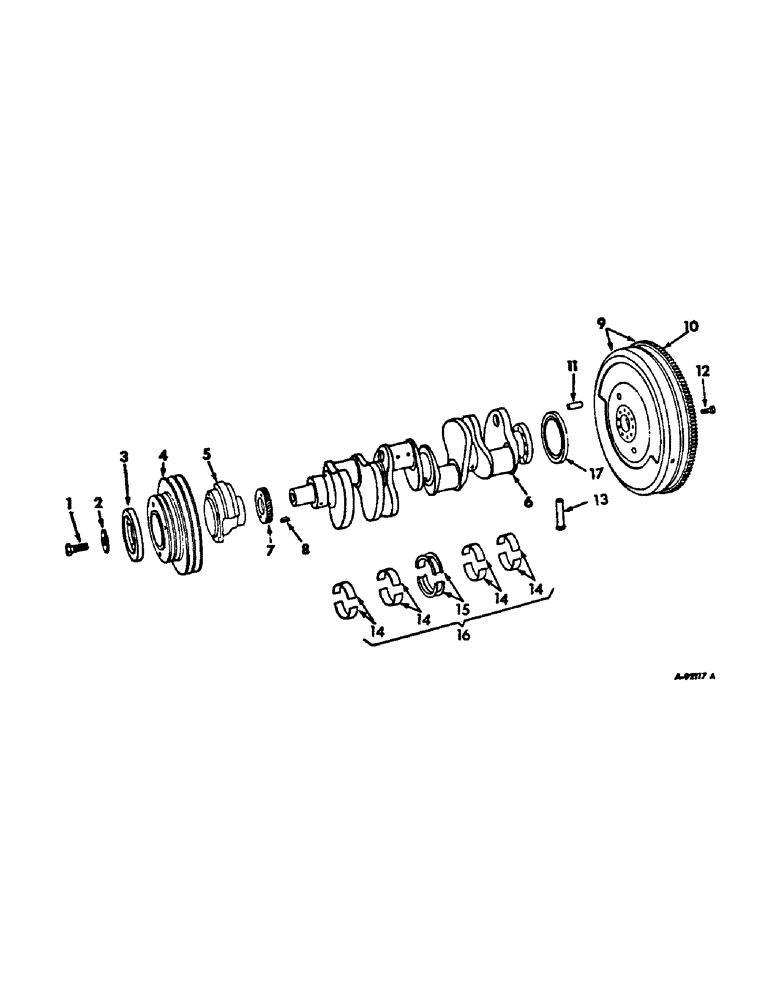 Схема запчастей Case IH V-304 - (A-11) - CRANKSHAFT, FLYWHEEL AND BEARINGS 