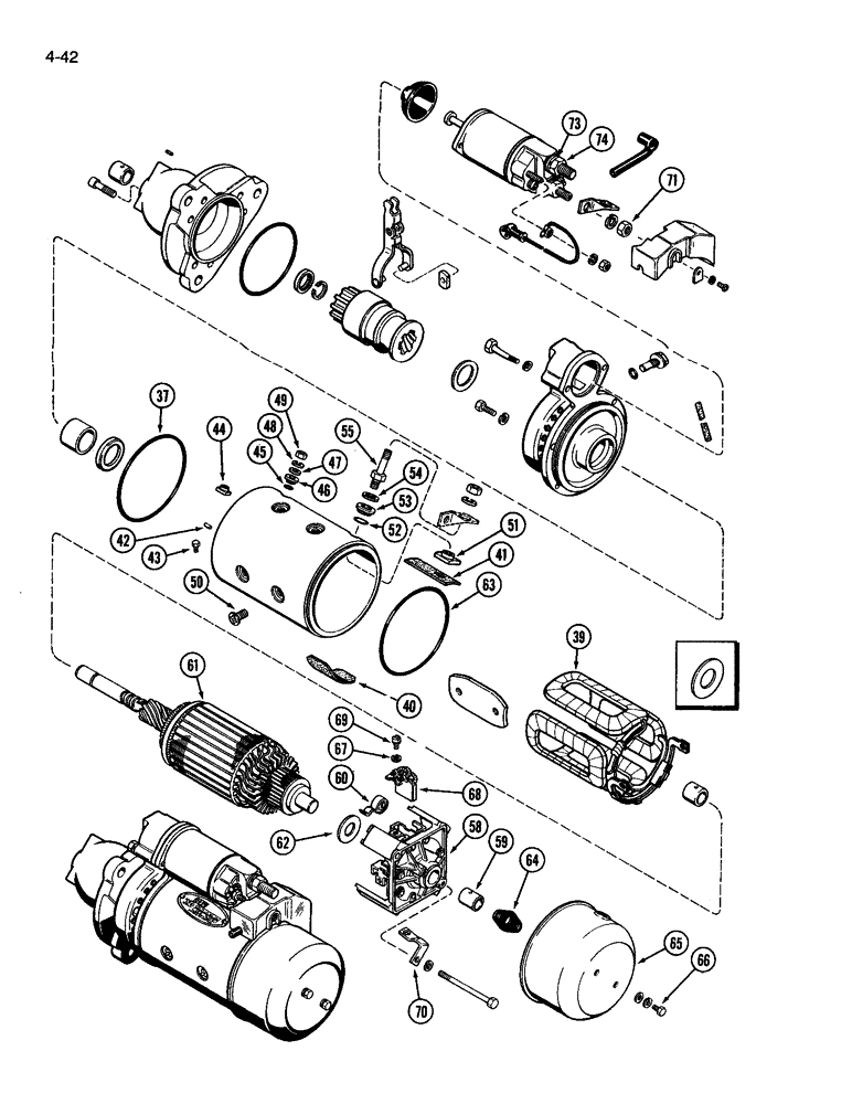 Схема запчастей Case IH 3594 - (4-042) - STARTER ASSEMBLY (04) - ELECTRICAL SYSTEMS
