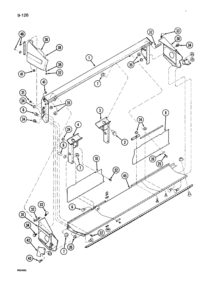 Схема запчастей Case IH 1010 - (9-126) - MAIN FRAME, 15.0, 17.5 AND 20.0 FOOT HEADER (58) - ATTACHMENTS/HEADERS