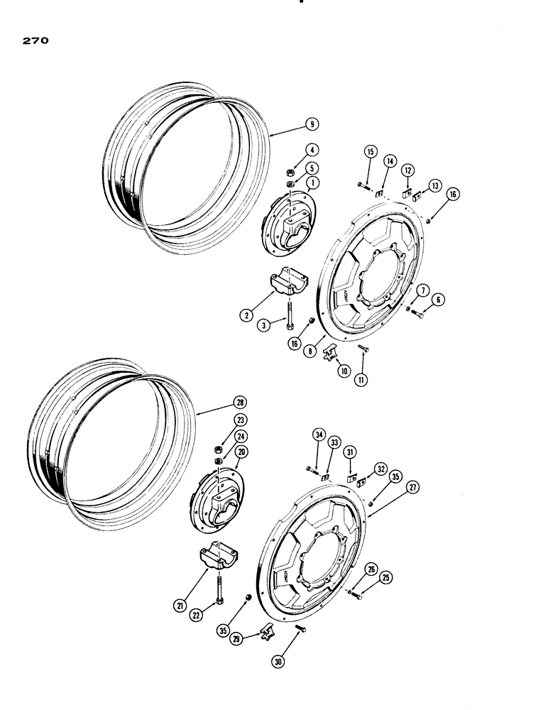 Схема запчастей Case IH 830-SERIES - (270) - REAR WHEELS W/38" RIMS, UNIVERSAL MANUAL ADJUSTABLE, FOR 3" AXLE 48" TO 88" TREAD (06) - POWER TRAIN