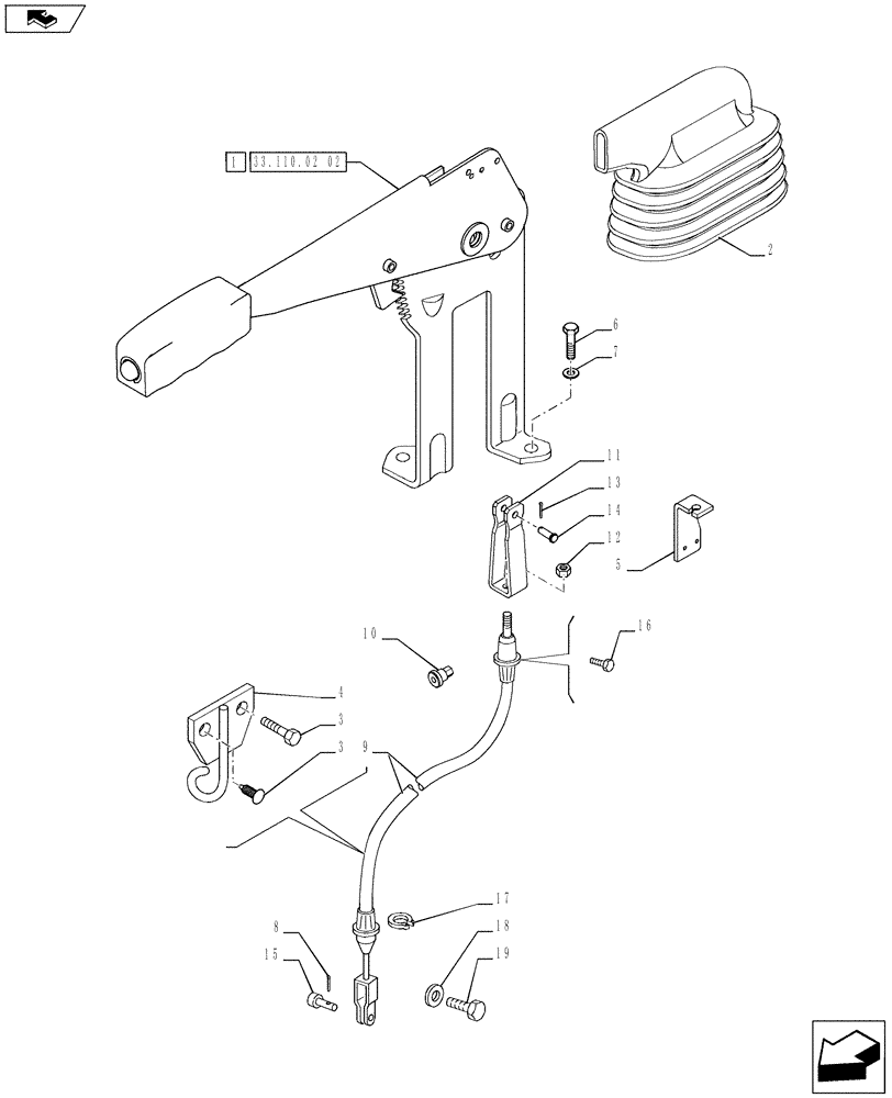Схема запчастей Case IH PUMA 170 - (33.110.02[01]) - HANDBRAKE CONTROL (33) - BRAKES & CONTROLS