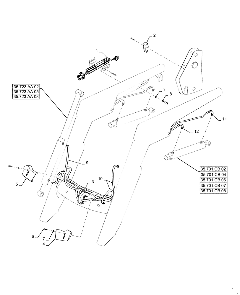 Схема запчастей Case IH L725 - (35.100.AR[01]) - LOADER ARM HYDRAULICS - NSL (35) - HYDRAULIC SYSTEMS