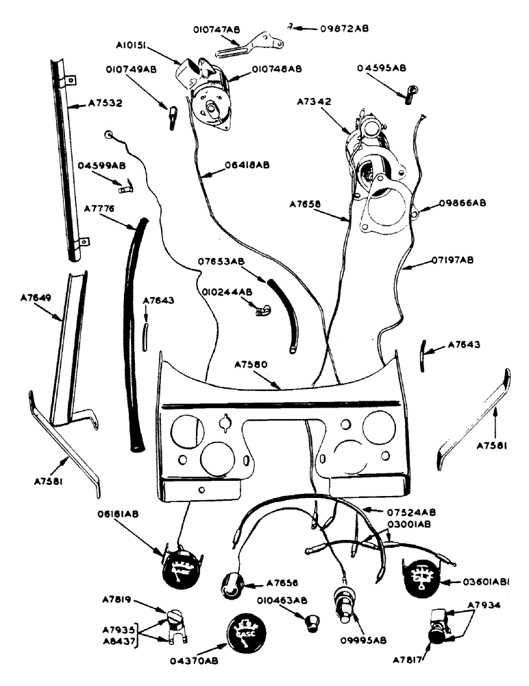 Схема запчастей Case IH 400-SERIES - (078) - INSTRUMENT PANEL & WIRES, FOR ALL SPARK IGN. TRAC. EXC. ORCHARD AND GENERATOR AND STARTING MOTOR (04) - ELECTRICAL SYSTEMS