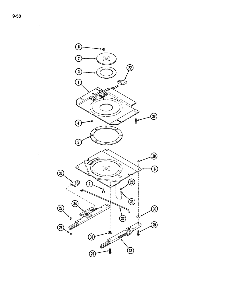Схема запчастей Case IH 3594 - (9-058) - CLOTH SEAT, AIR SUSPENSION, SWIVEL AND SLIDES (09) - CHASSIS/ATTACHMENTS