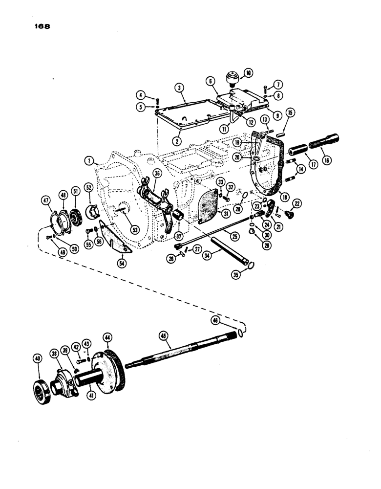 Схема запчастей Case IH 530 - (168) - TORQUE TUBE, DRY CLUTCH, PRIOR TO S/N 8262800, S/N 8191147 AND AFTER (06) - POWER TRAIN