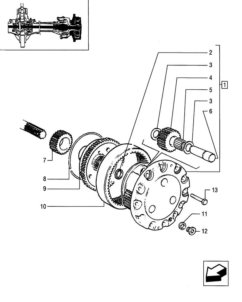 Схема запчастей Case IH JX65 - (1.40.0/10[03]) - FRONT AXLE - PLANETARY GEAR SUPPORT , BEARING AND DISKS (04) - FRONT AXLE & STEERING