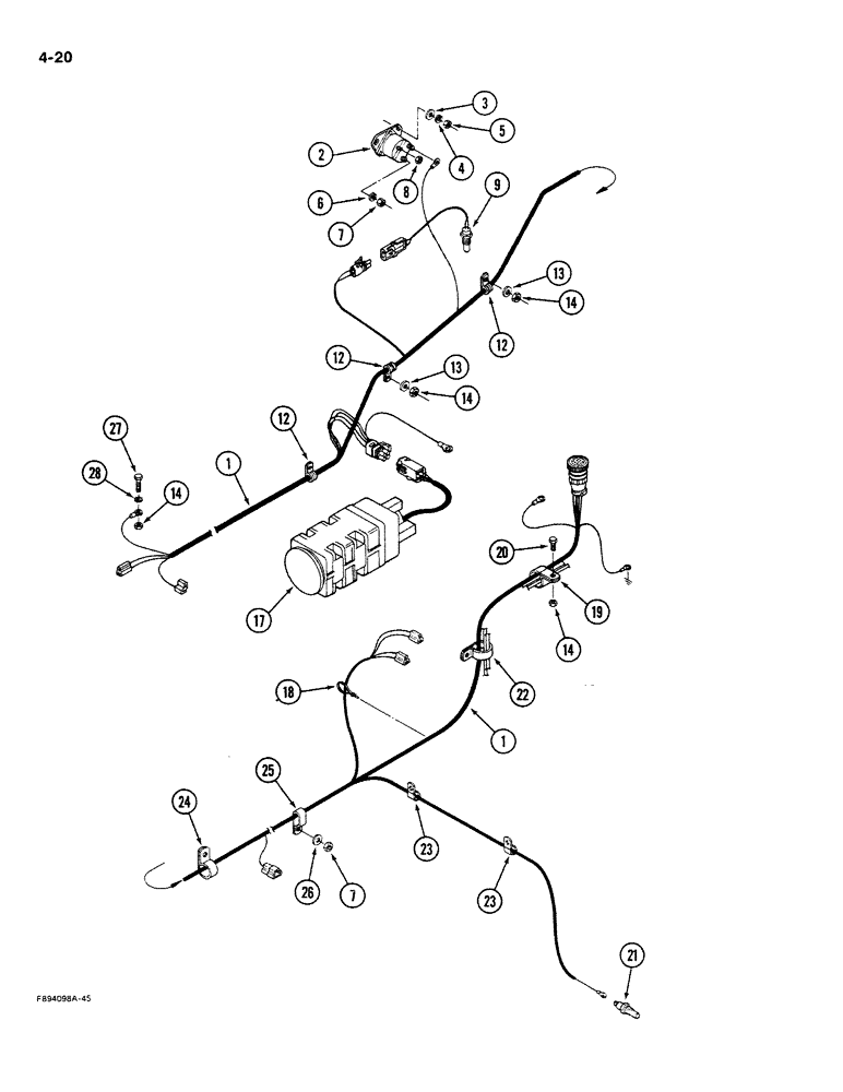 Схема запчастей Case IH 9270 - (4-20) - FRONT FRAME HARNESS (04) - ELECTRICAL SYSTEMS