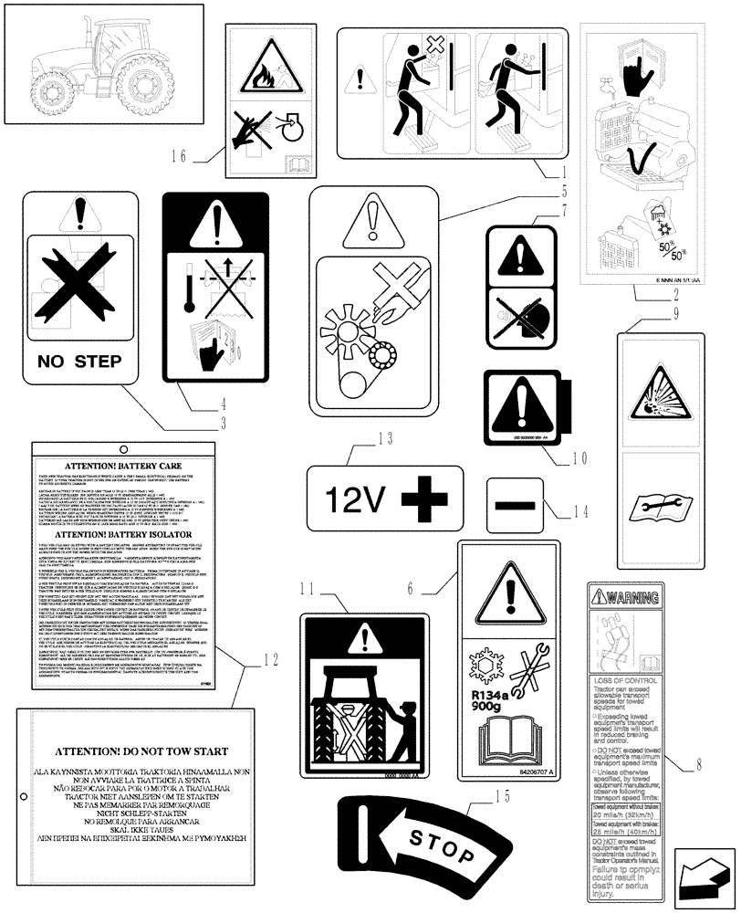 Схема запчастей Case IH PUMA 195 - (1.98.0[01A]) - DECALS - D6718 (13) - DECALS