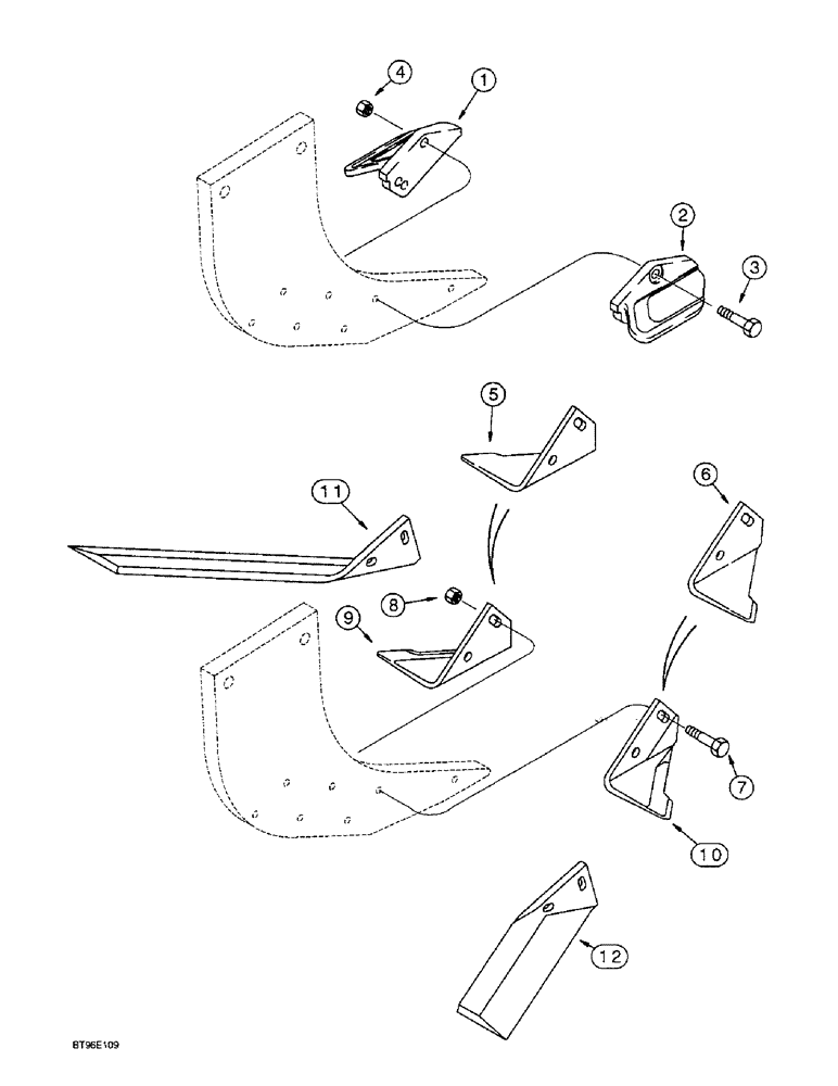 Схема запчастей Case IH 6810 - (9-94) - WINGS AND BLOCKS, SHATTER, MODEL 10, 14, 6810 AND 6814 RIPPERS 