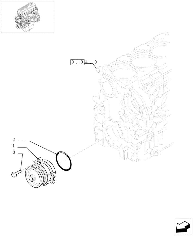 Схема запчастей Case IH F2BE0684A B003 - (0.32.0[01]) - WATER PUMP & RELATED PARTS (99468768) 