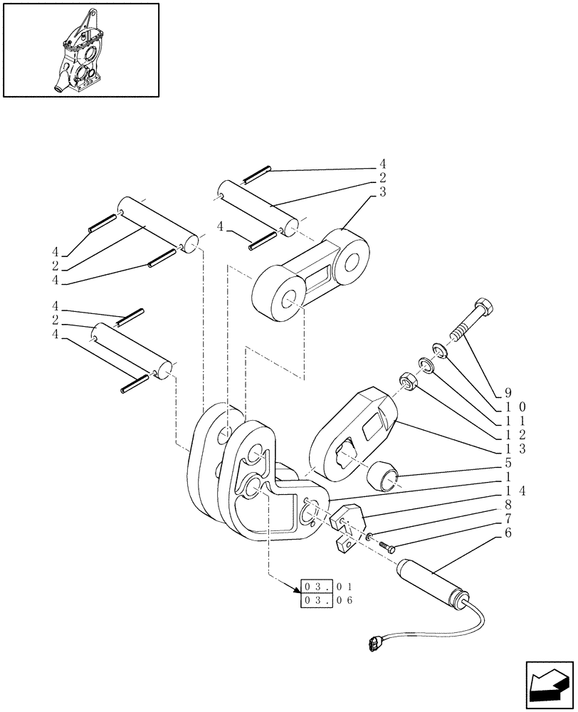 Схема запчастей Case IH LBX431S - (03.11[01]) - PLUNGER, LOAD MEASUREMENT (03) - MAIN GEARBOX