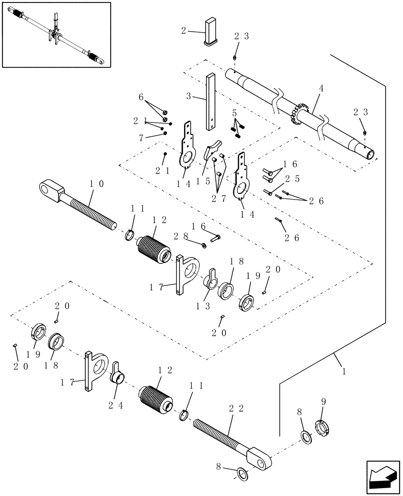 Схема запчастей Case IH WRX301 - (39.100.06) - RATCHET LINK (39) - FRAMES AND BALLASTING
